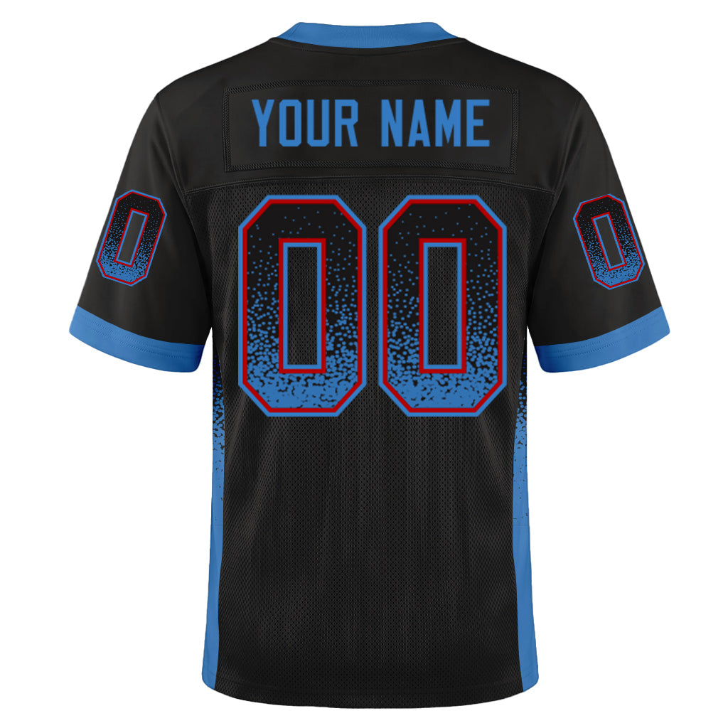 Custom Black Powder Blue-Red Mesh Drift Fashion Mesh Football Jersey