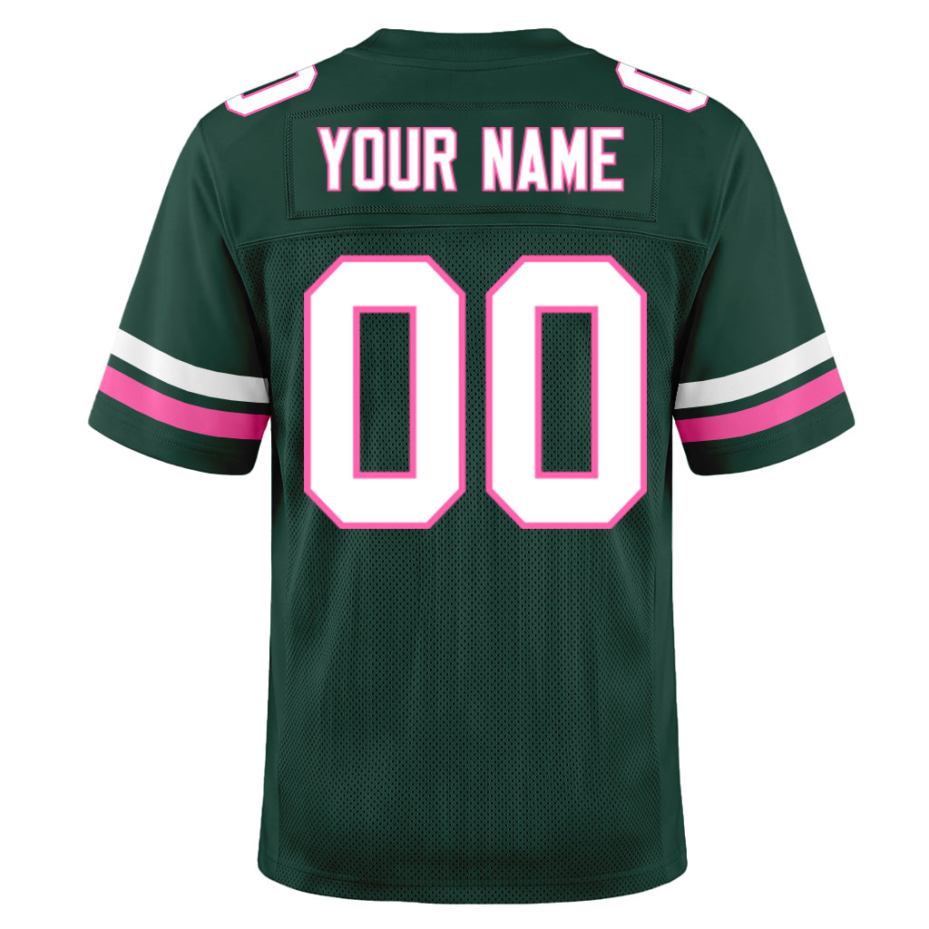 Custom Green White-Pink Mesh Football Jersey