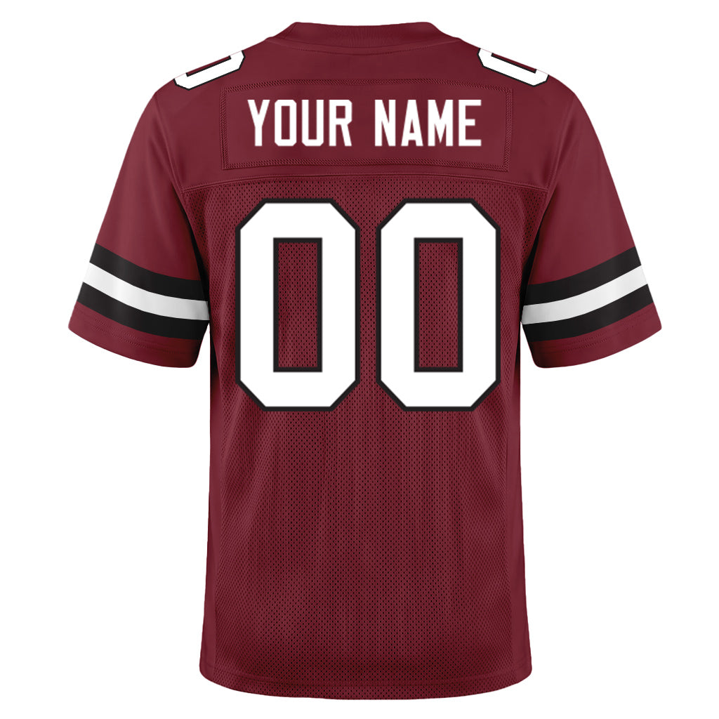 Custom Burgundy White-Black Mesh Football Jersey