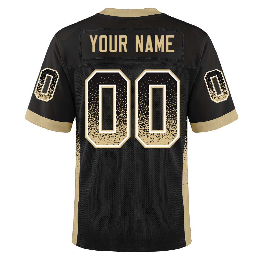 Custom Black Vegas Gold-White Drift Fashion Custom Name Mesh Football Jersey