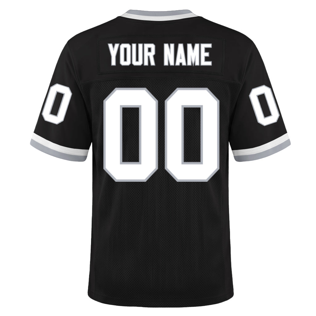 Custom Black White-Gray Mesh Football Jersey