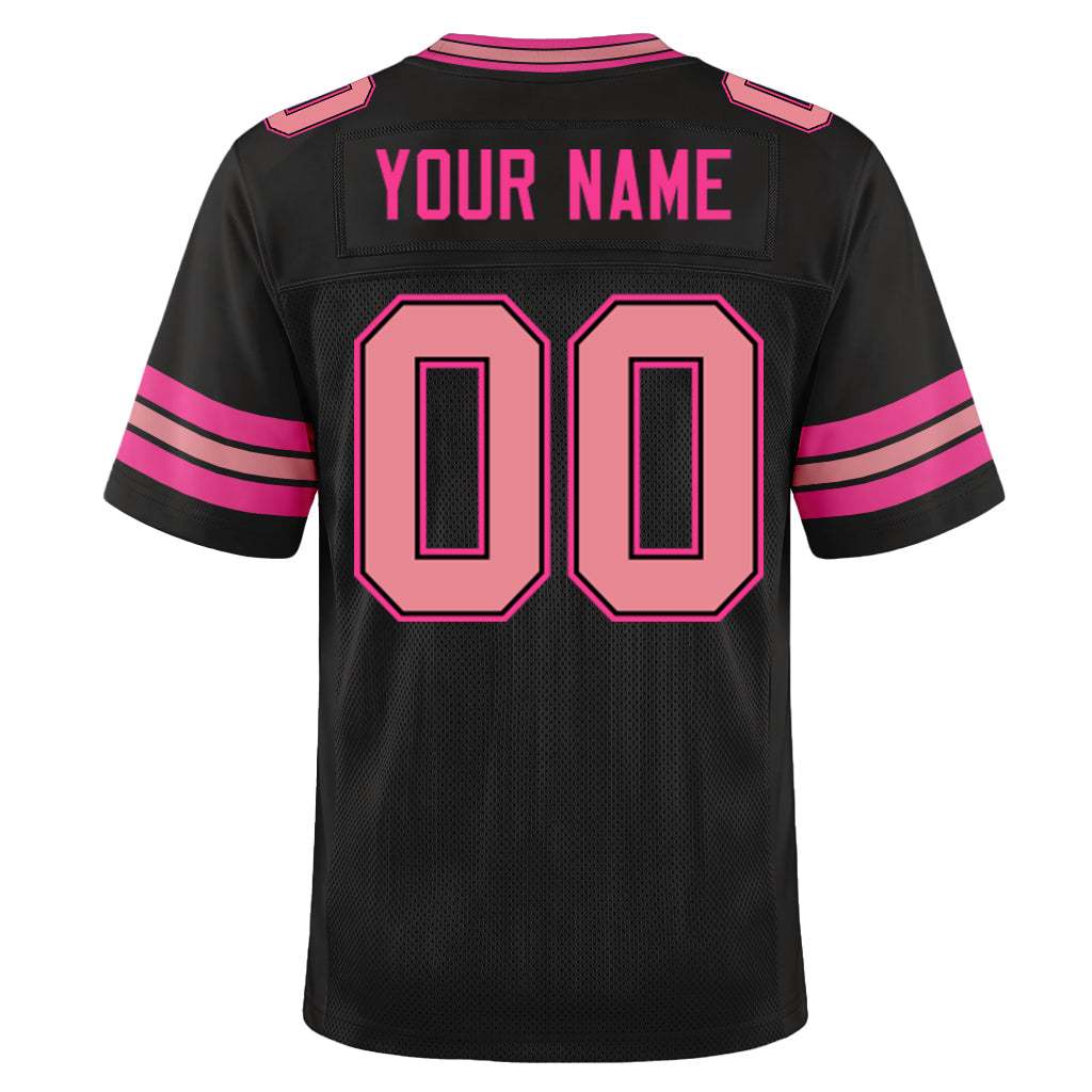 Custom Black Medium Pink-Pink Mesh Football Jersey