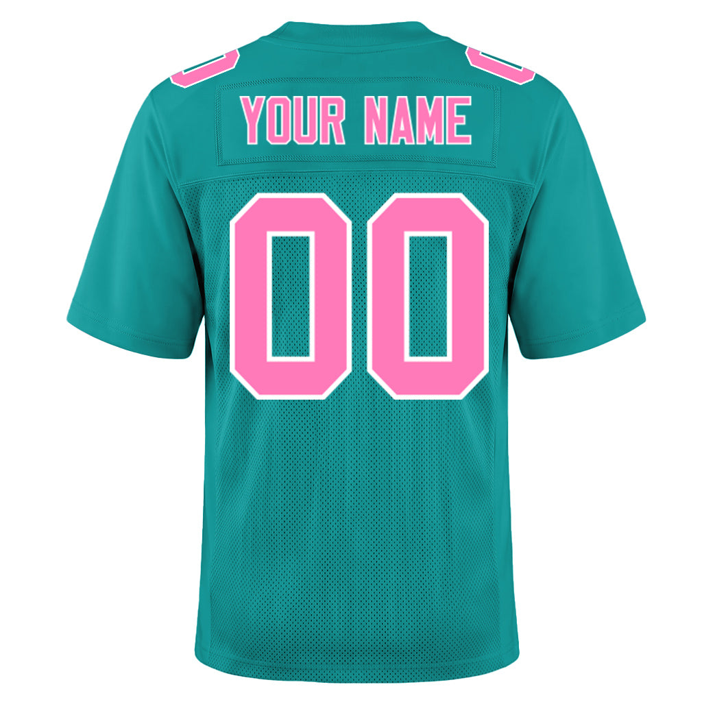 Custom Aqua Pink-White Football Jersey