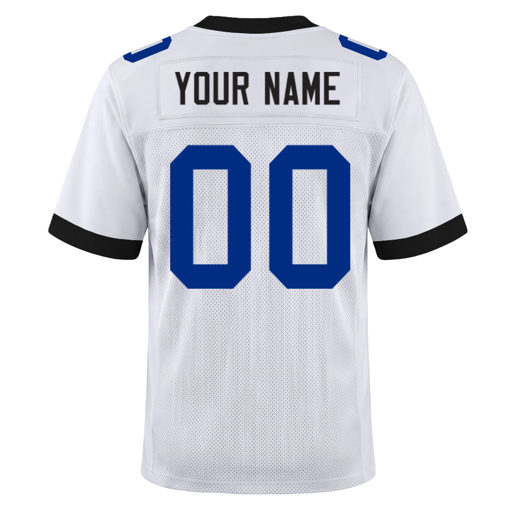 Custom White Royal-Black Mesh Football Jersey