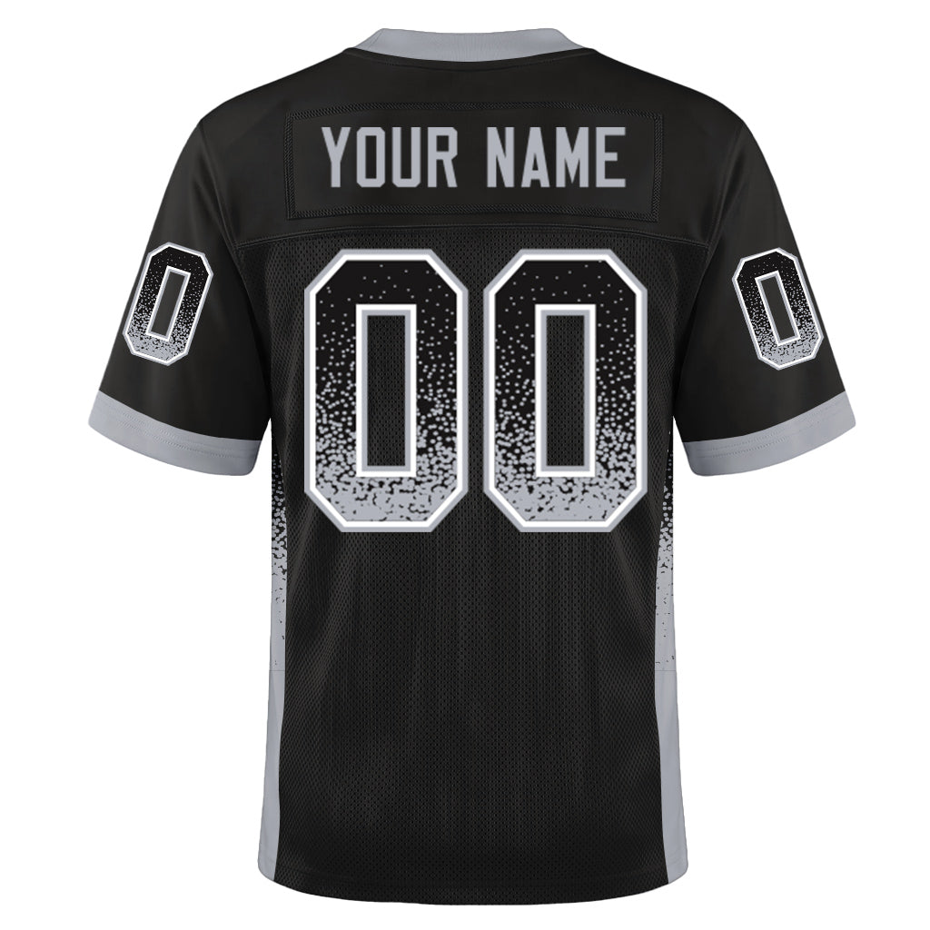 Custom Black Gray-White Mesh Drift Fashion Mesh Football Jersey