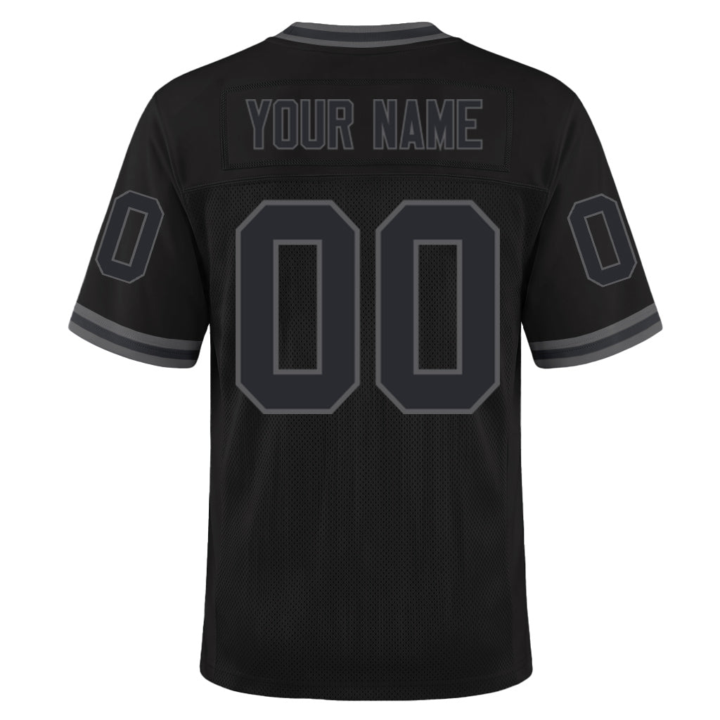 Custom Black Steel Gray Mesh Football Jersey