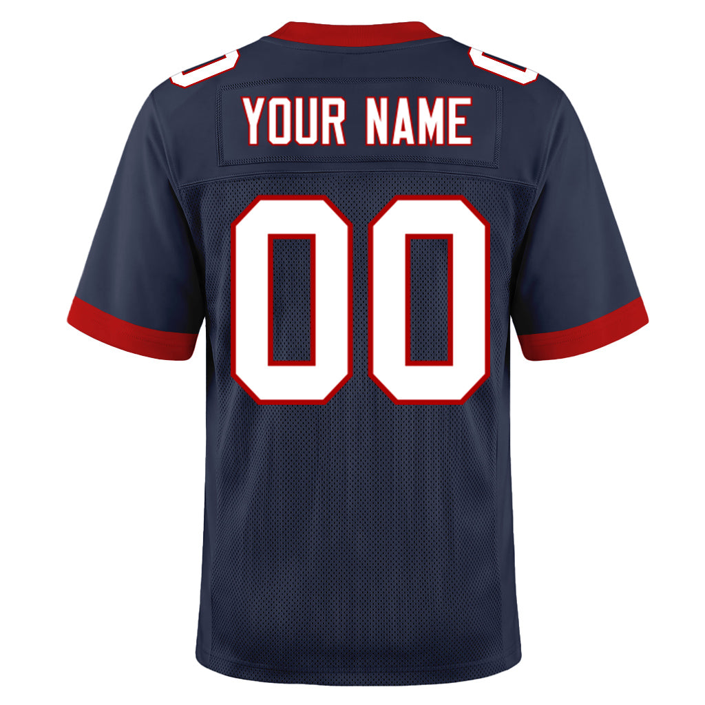 Custom Navy White-Red Mesh Football Jersey