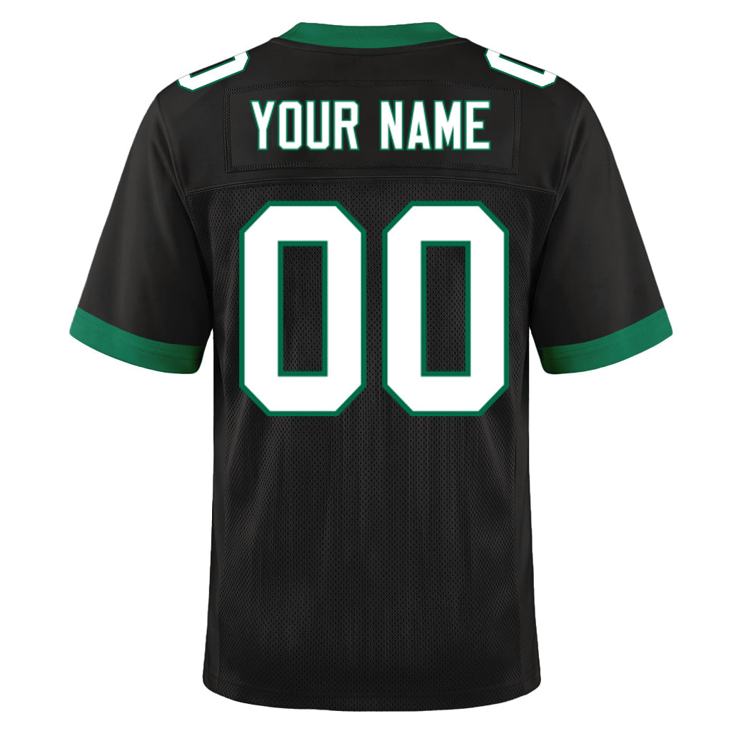Custom Black White-Kelly Green Mesh Football Jersey