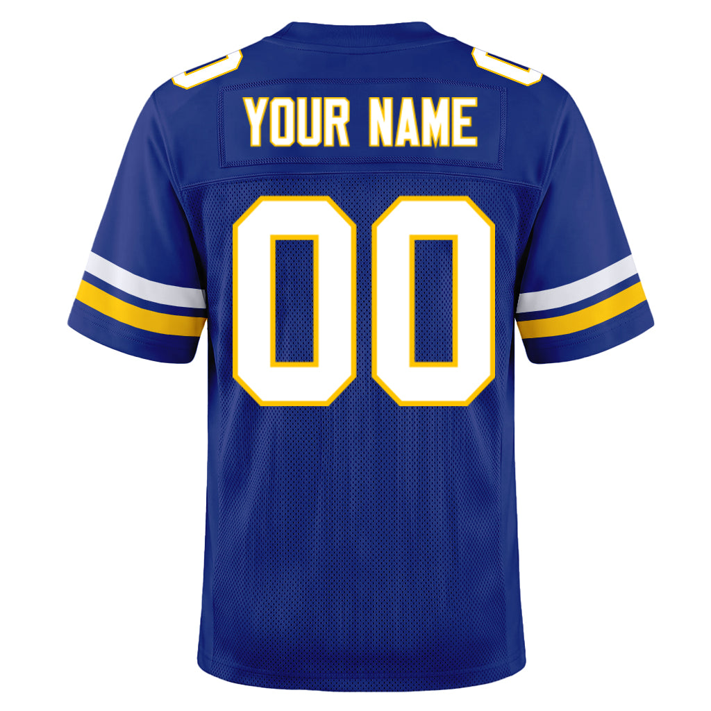 Custom Royal White-Yellow Mesh Football Jersey