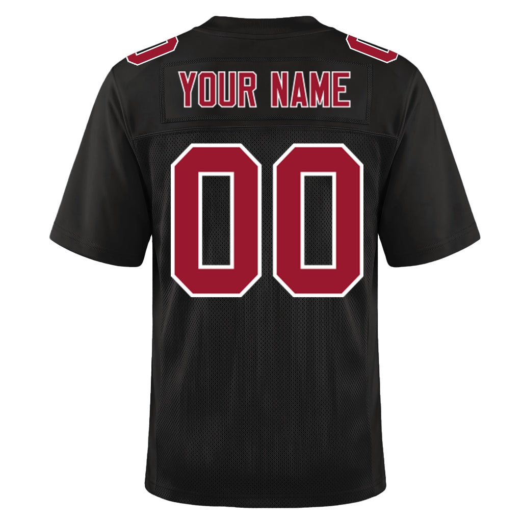 Custom Black Cardinal-White Custom Name Mesh Football Jersey