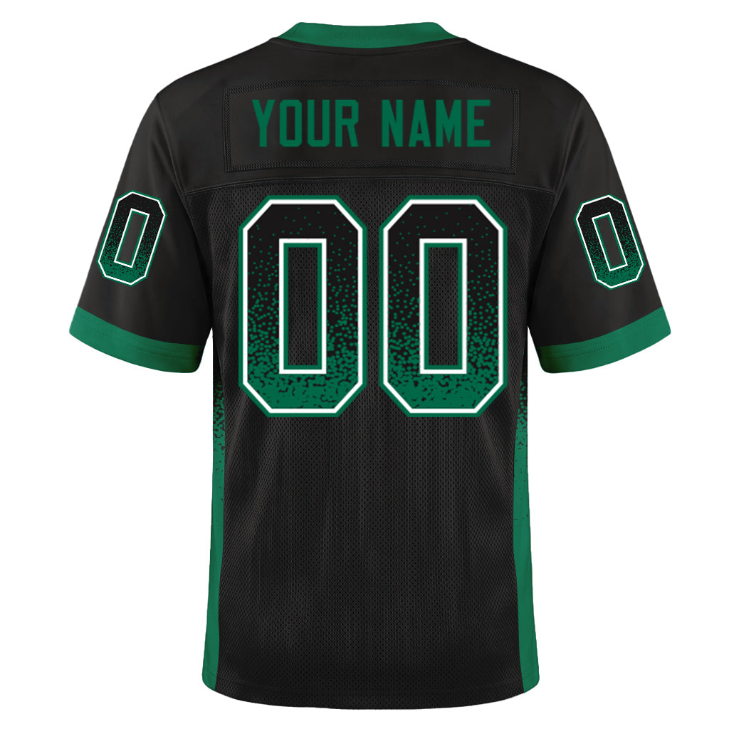 Custom Black Kelly Green-White Mesh Drift Fashion Mesh Football Jersey