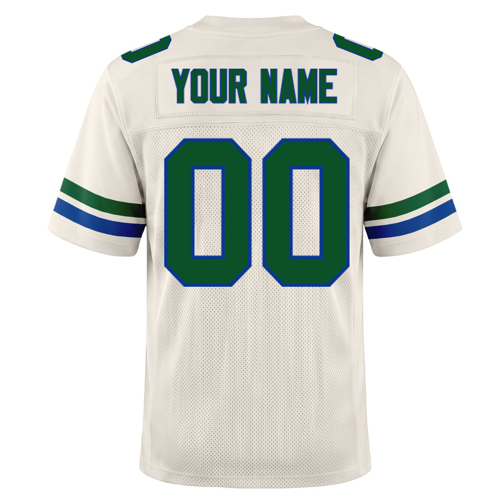 Custom Cream Green-Royal Mesh Football Jersey