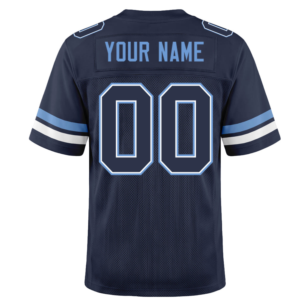 Custom Navy White-Light Blue Mesh Football Jersey