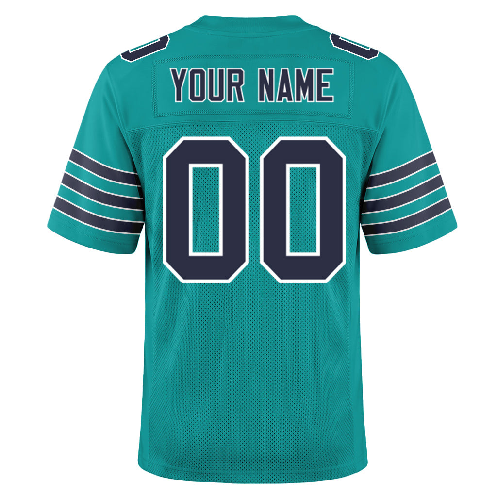 Custom Aqua Navy-White Custom Name Mesh Football Jersey