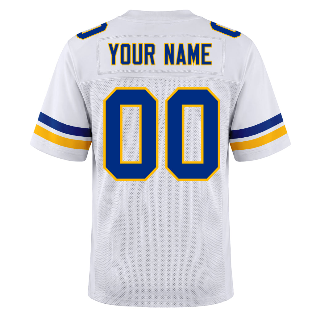 Custom White Royal-Gold Mesh Football Jersey
