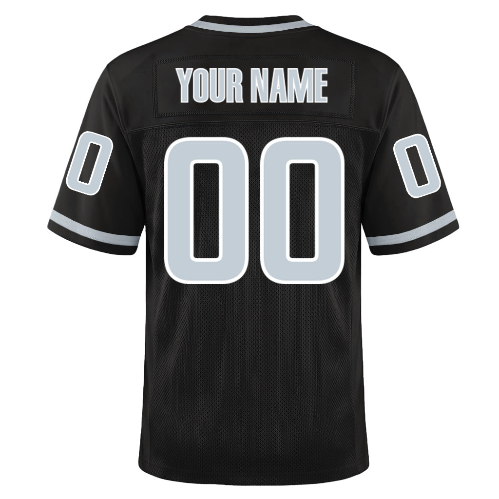Custom Black Silver-White Throwback Custom Name Mesh Football Jersey