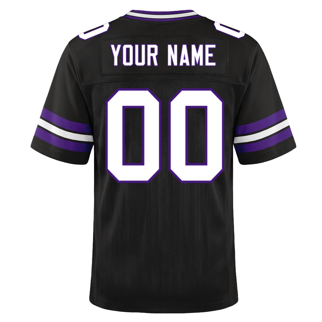Custom Black White-Purple Mesh Football Jersey