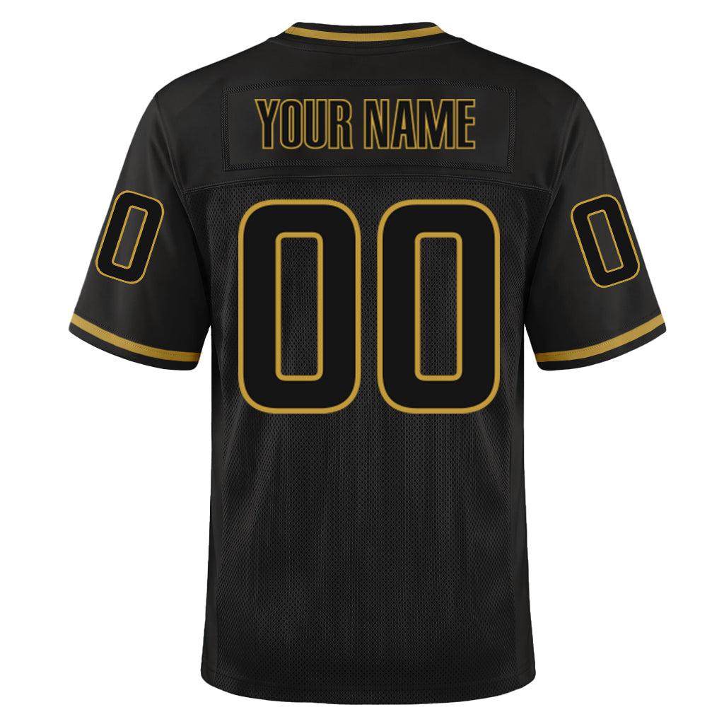 Custom Black Black-Old Gold Mesh Throwback Mesh Football Jersey