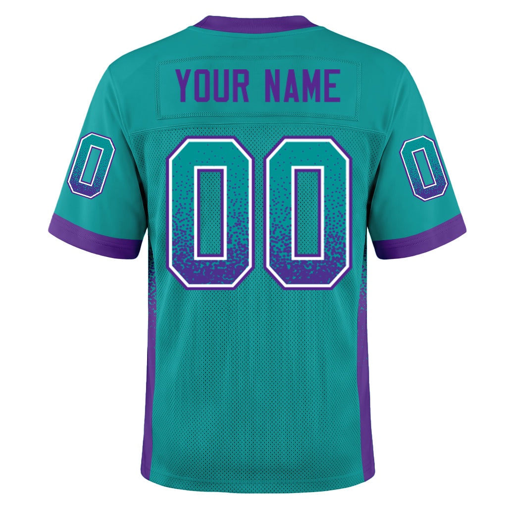 Custom Aqua Purple-White Mesh Drift Fashion Football Jersey