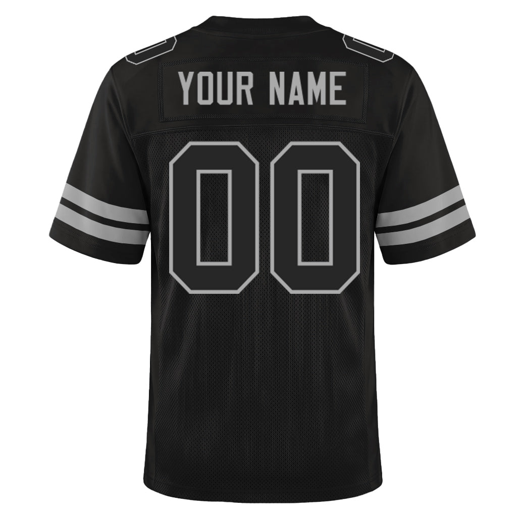 Custom Black Black-Gray Mesh Football Jersey