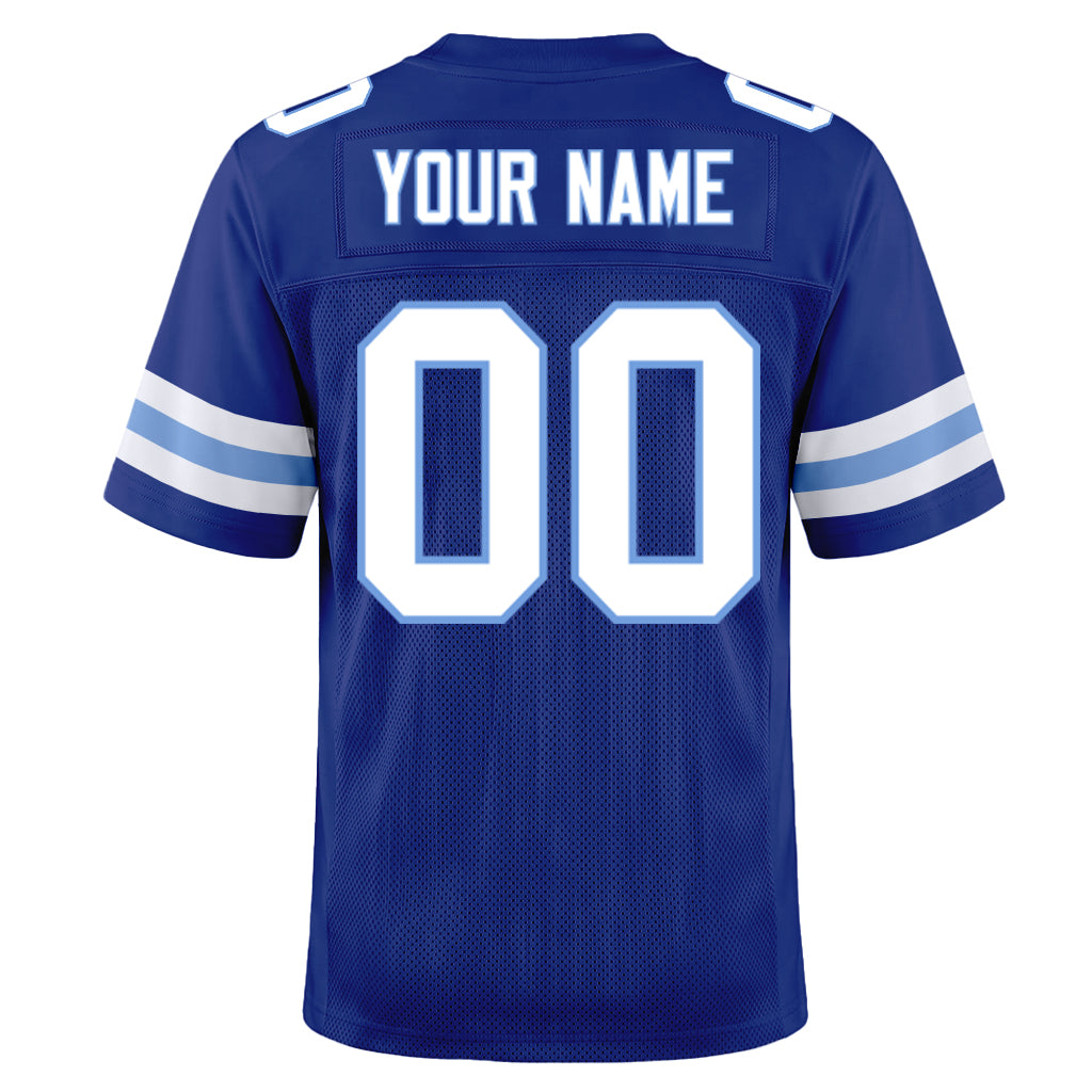 Custom Royal White-Light Blue Mesh Football Jersey