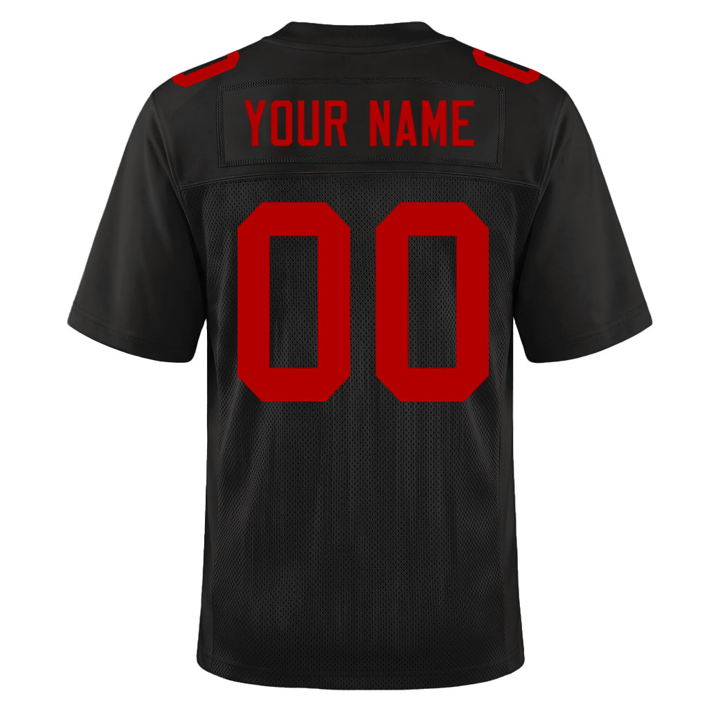 Custom Black Red Mesh Football Jersey