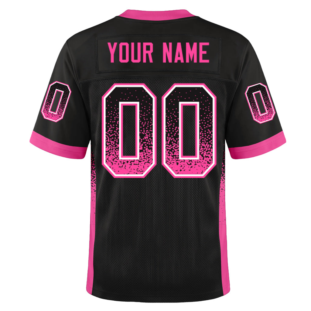 Custom Black Pink-White Mesh Drift Fashion Mesh Football Jersey