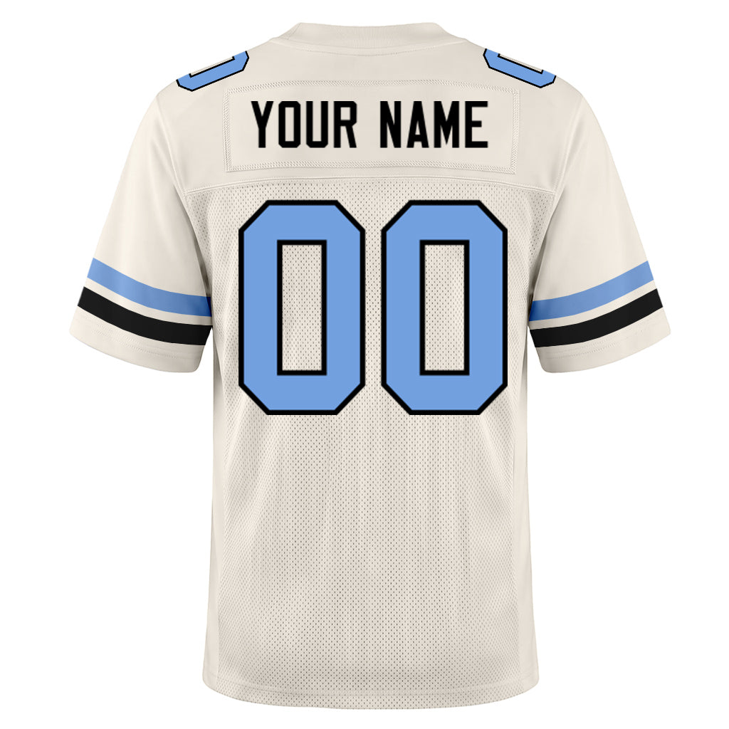 Custom Cream Light Blue-Steel Gray Mesh Football Jersey