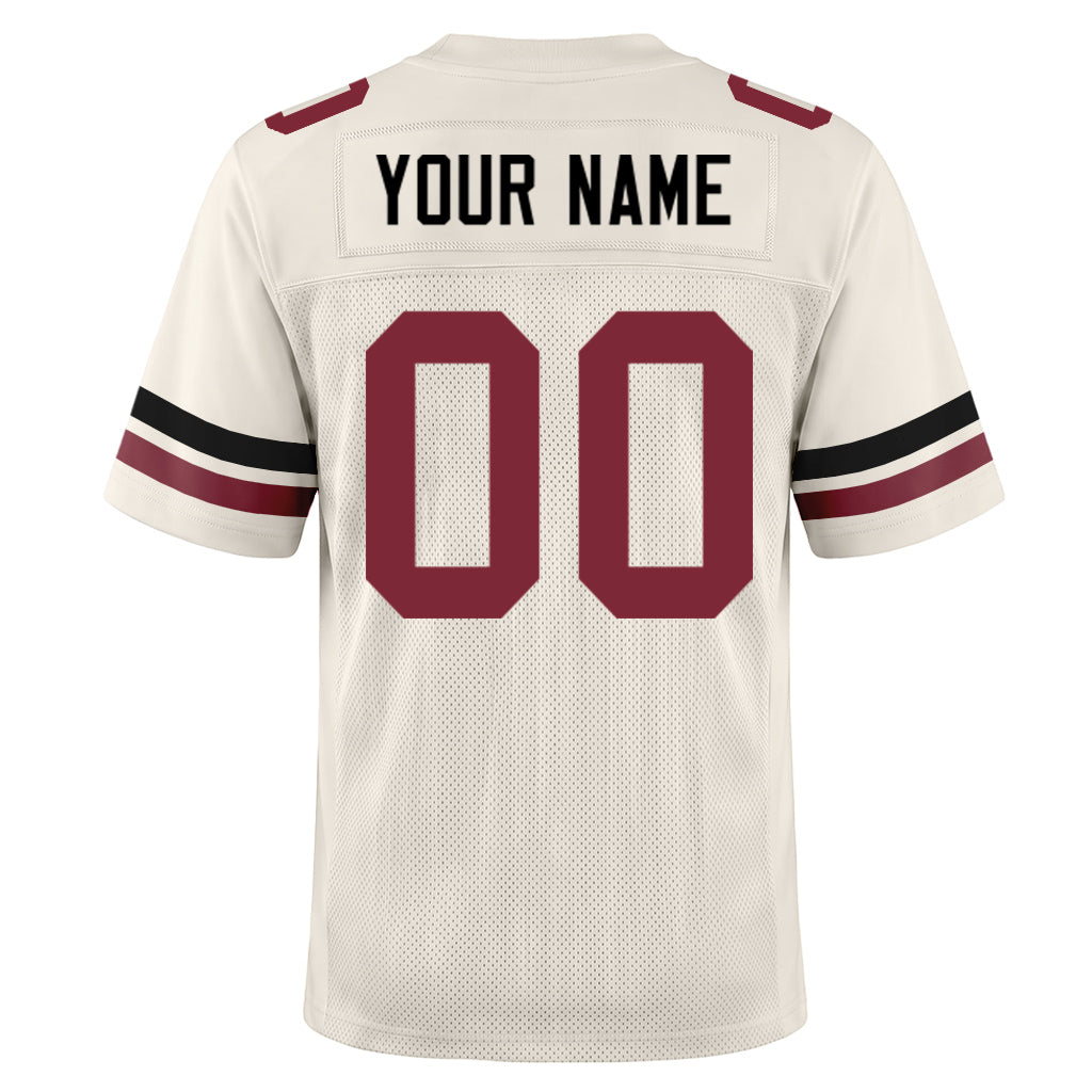 Custom Cream Black-Crimson Mesh Football Jersey