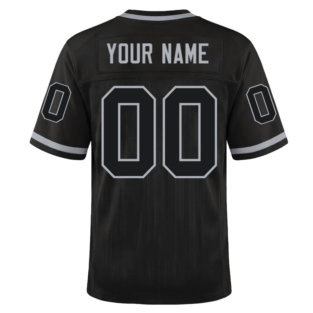 Custom Black Gray Mesh Throwback Mesh Football Jersey