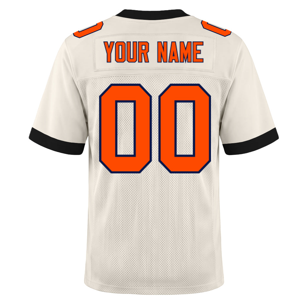 Custom Cream Orange-Black Mesh Football Jersey