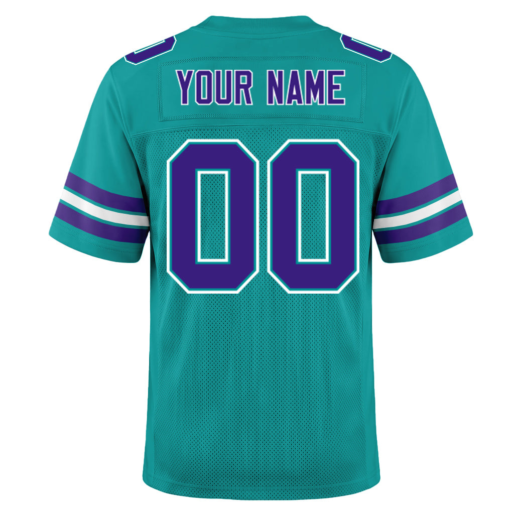 Custom Aqua Purple-White Football Jersey