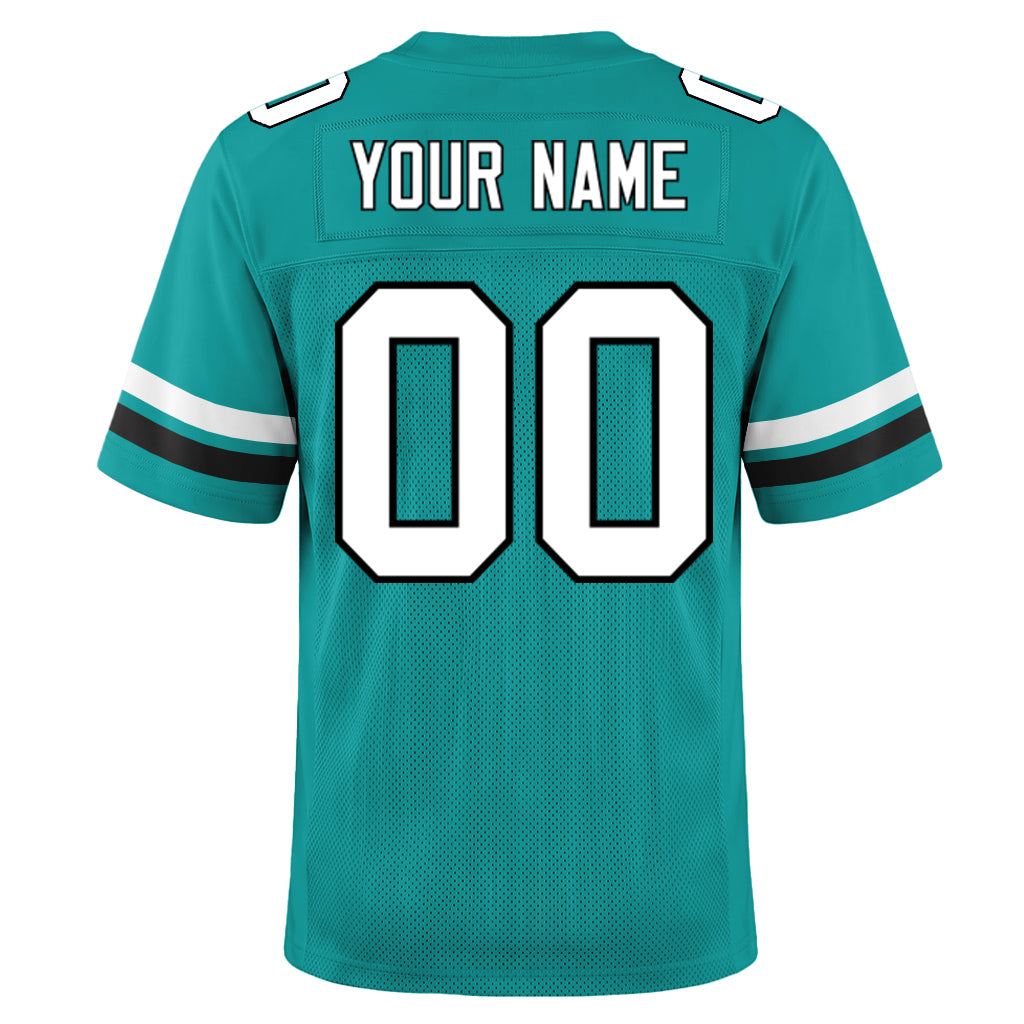 Custom Aqua White-Black Mesh Football Jersey