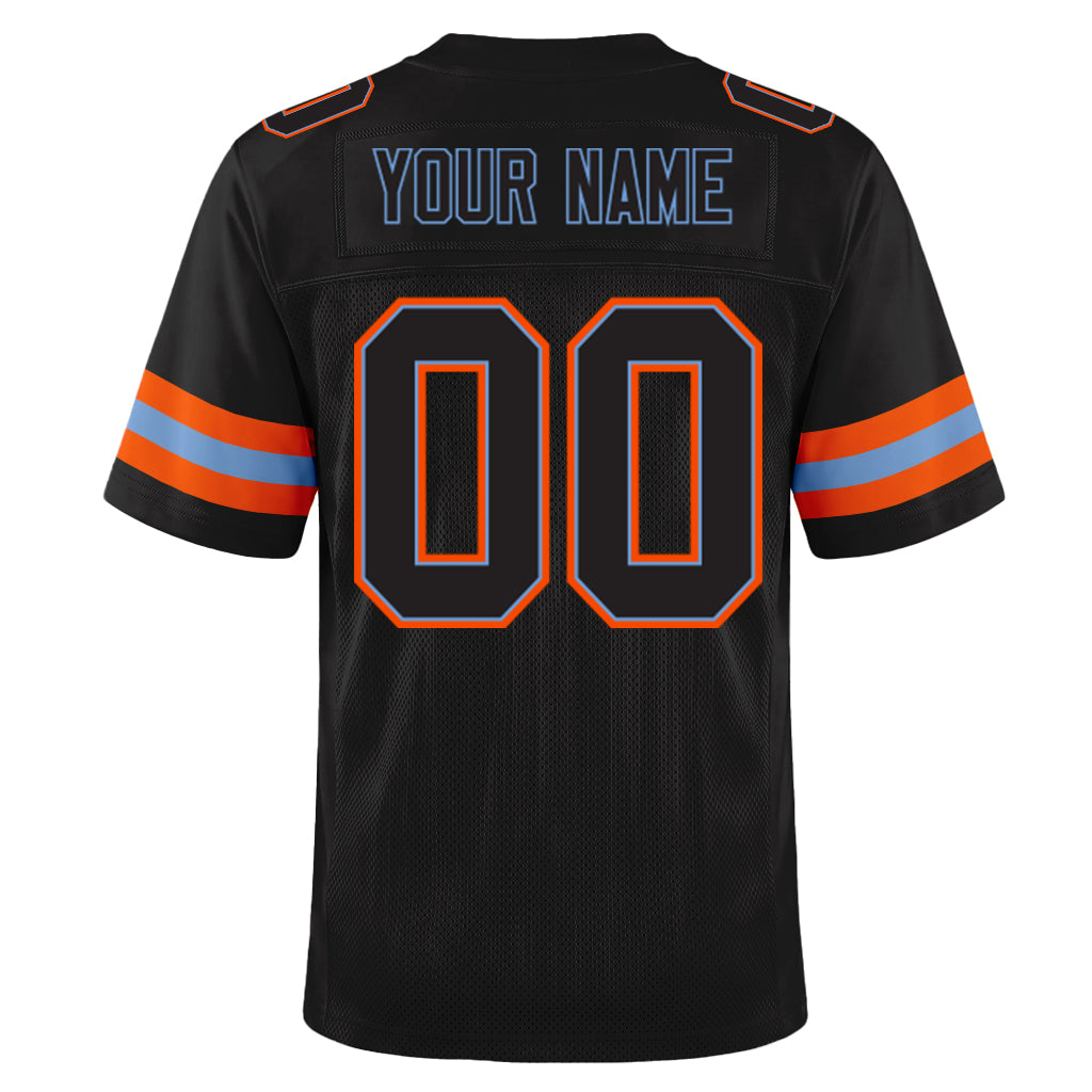 Custom Black Black-Orange Mesh Football Jersey