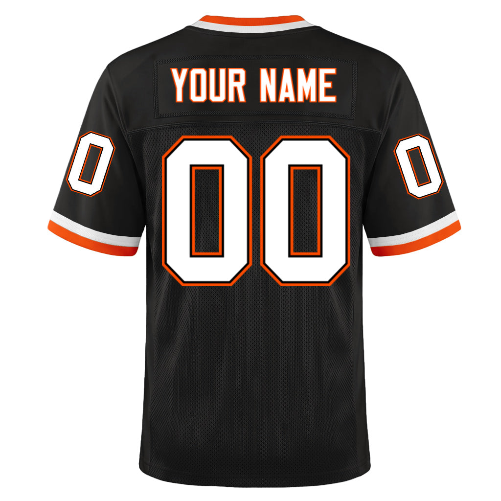 Custom Black White-Orange Mesh Throwback Mesh Football Jersey