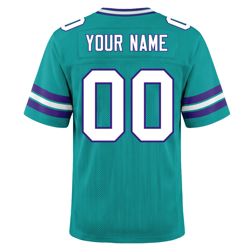 Custom Aqua White-Purple Mesh Football Jersey