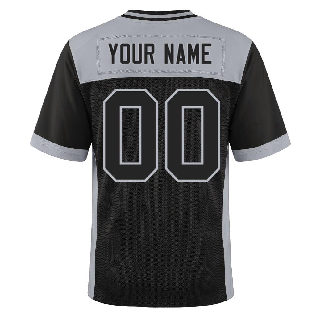 Custom Black Gray Mesh Football Jersey