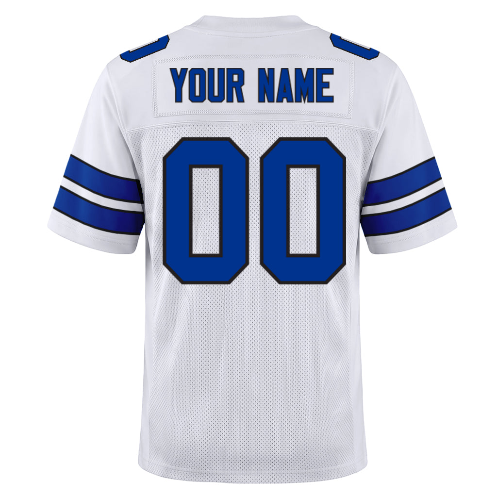 Custom White Royal-Black Mesh Football Jersey