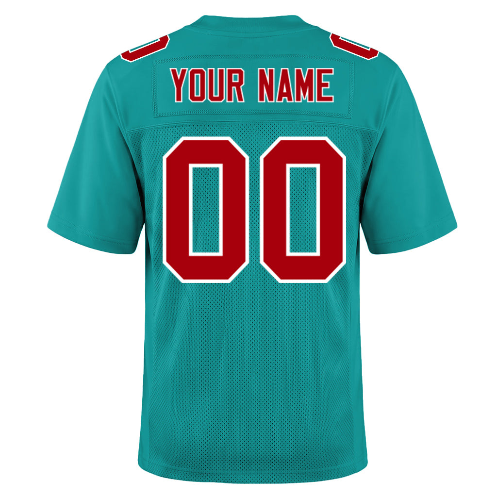 Custom Aqua Red-White Football Jersey