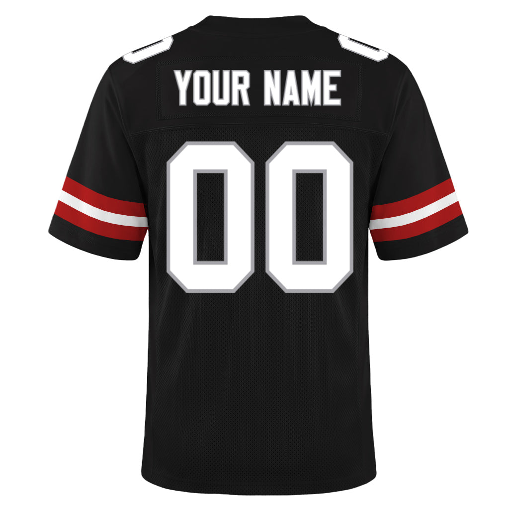 Custom Black White-Gray Mesh Football Jersey