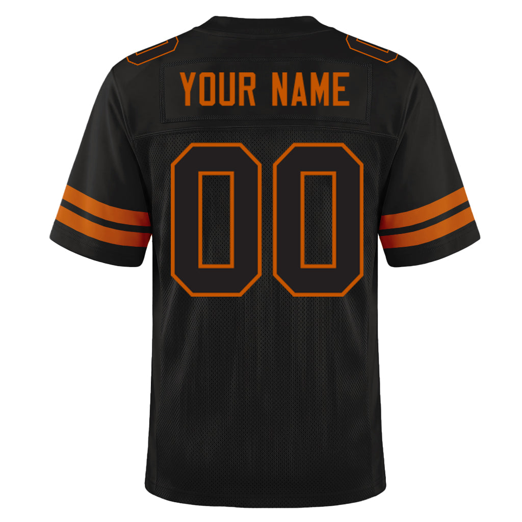 Custom Black Black-Texas Orange Mesh Football Jersey