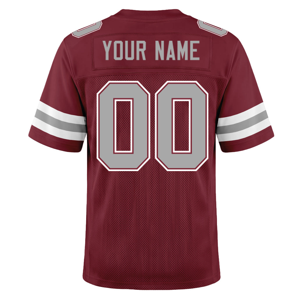 Custom Burgundy Gray-White Football Jersey