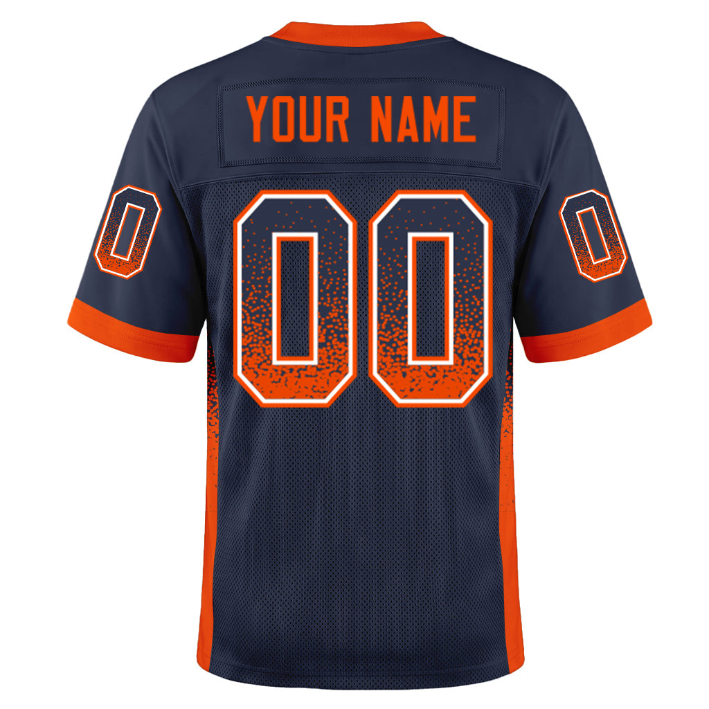 Custom Navy Orange-White Drift Fashion Mesh Football Jersey