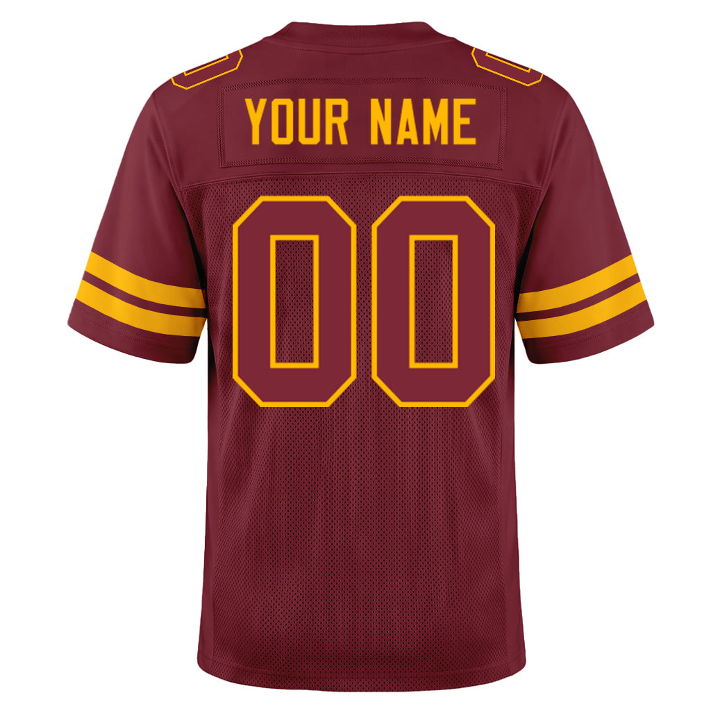 Custom Burgundy Burgundy-Gold Mesh Football Jersey