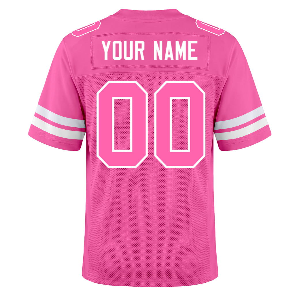 Custom Pink Pink-White Mesh Football Jersey