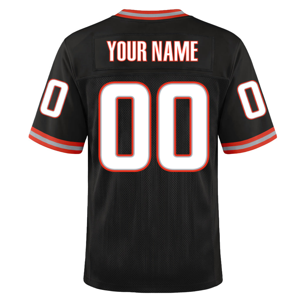 Custom Black White-Orange Mesh Throwback Mesh Football Jersey