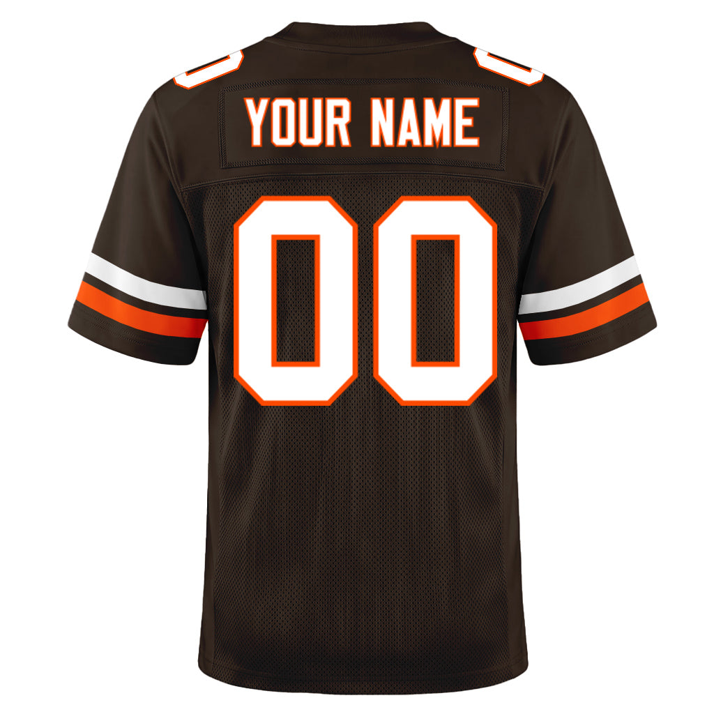Custom Brown White-Orange Football Jersey
