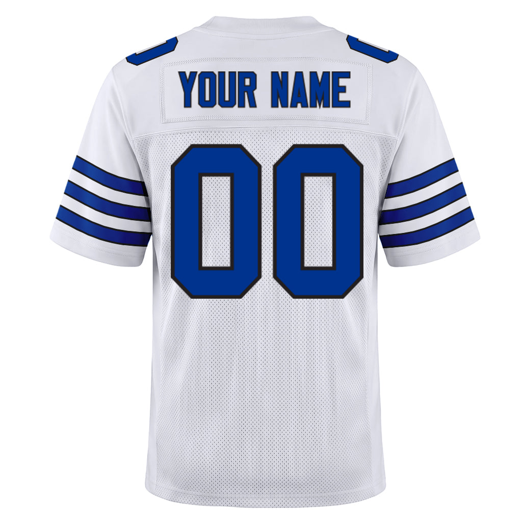 Custom White Royal-Black Mesh Football Jersey