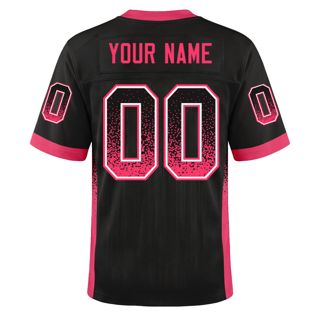Custom Black Neon Pink-White Mesh Drift Fashion Mesh Football Jersey