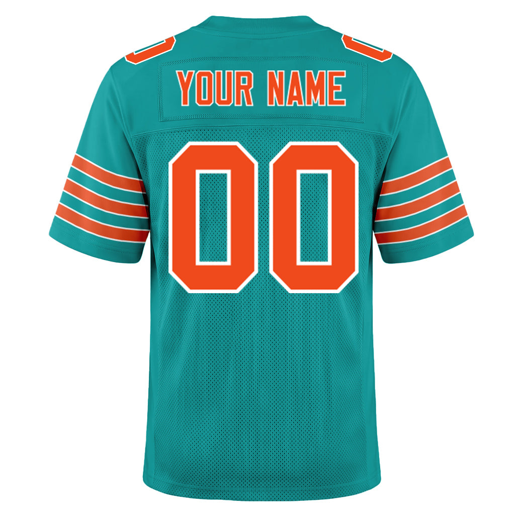 Custom Aqua Orange-White Mesh Football Jersey